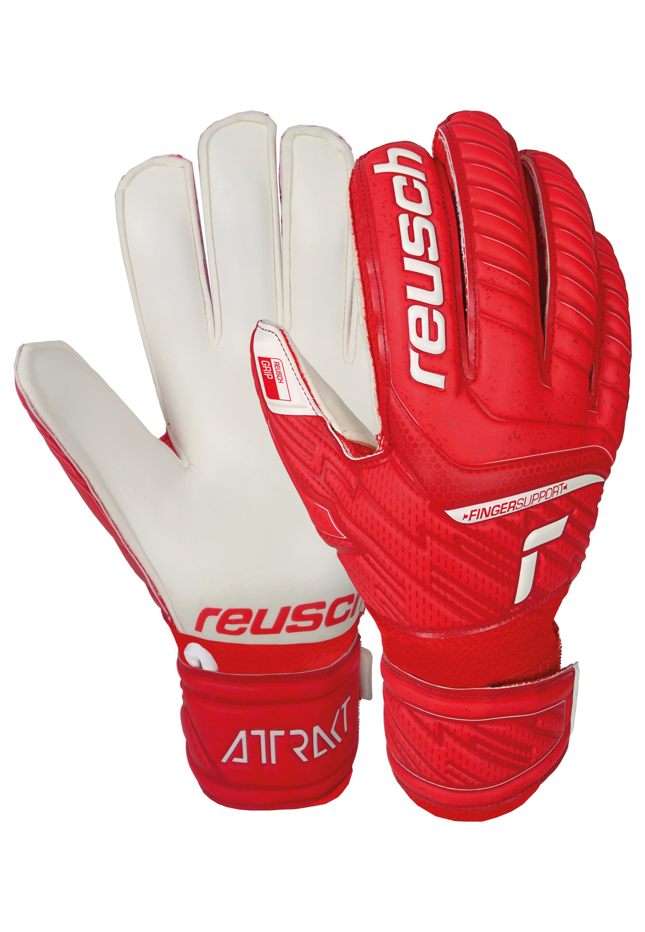 REUSCH Torwarthandschuhe 'Attrakt Grip Finger Support' in Rot: Vorderseite