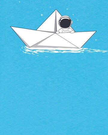 watabout.kids Shirt 'Astronaut In Paper Boat' in Blue