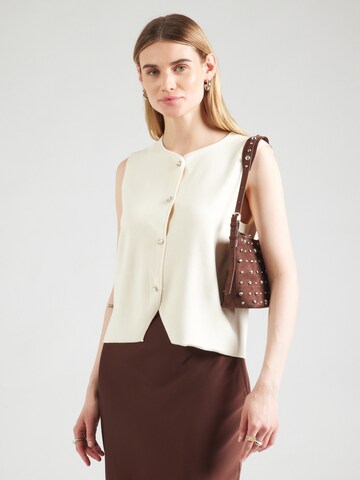 mbym Gebreide bodywarmer 'Basia' in Wit: voorkant
