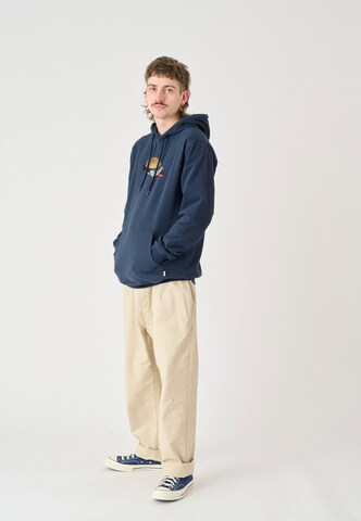 Cleptomanicx Kapuzenpullover 'Boxy Hooded WTFISH' in Blau
