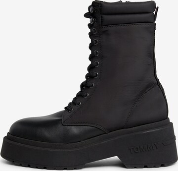 Tommy Jeans Lace-Up Ankle Boots in Black: front