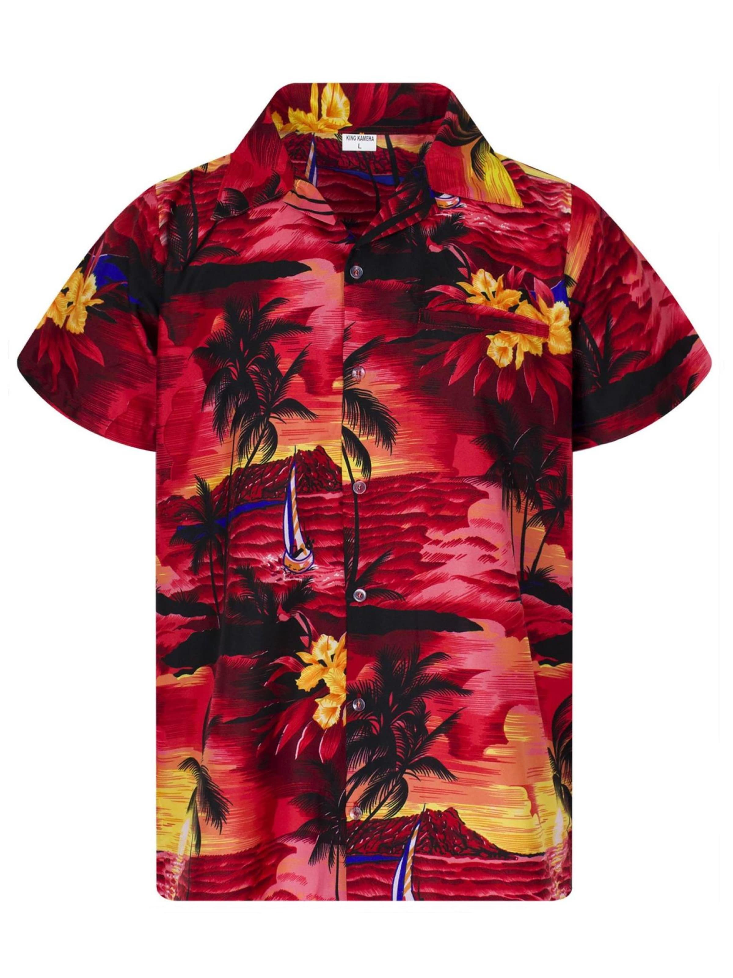 King Kameha Shirt 'Surf' in Red: front
