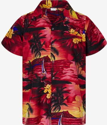King Kameha Shirt 'Surf' in Red: front