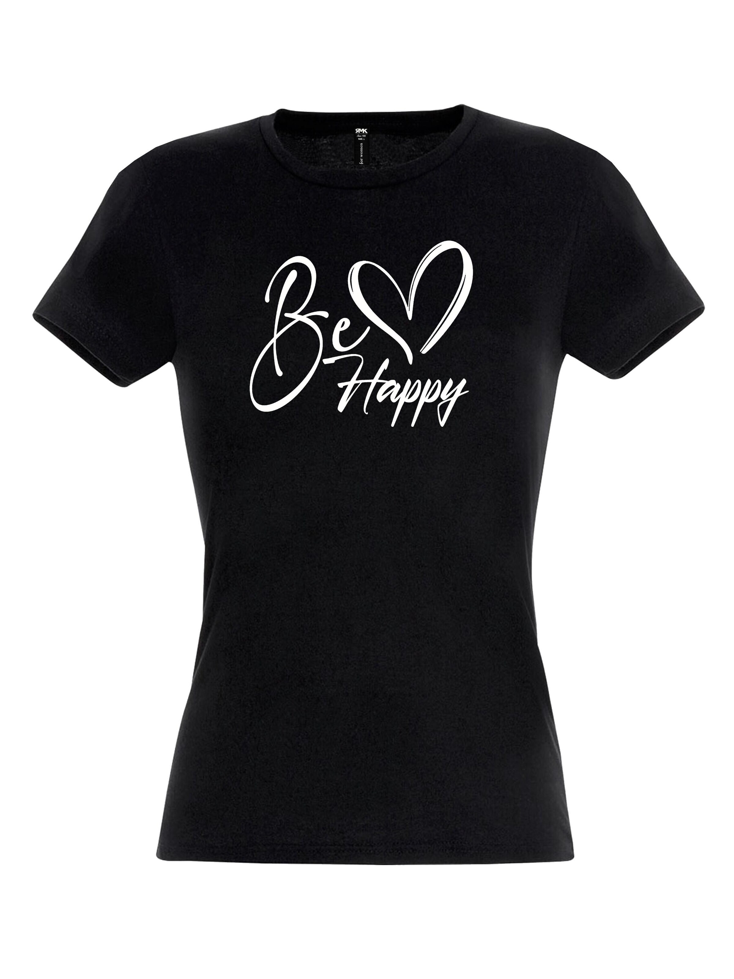 RMK Shirt 'Be Happy' in Black: front