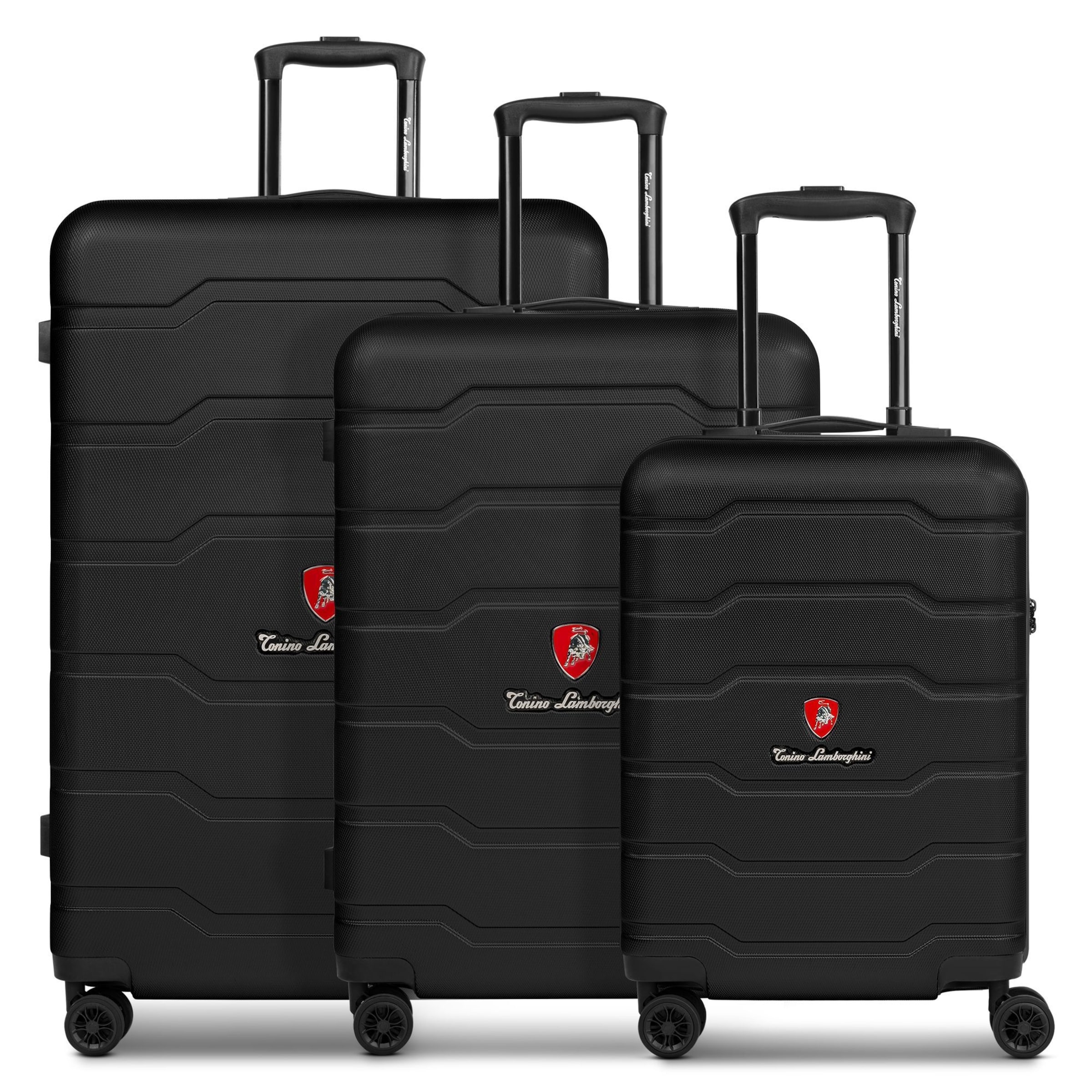Tonino Lamborghini Suitcase set in Black: front