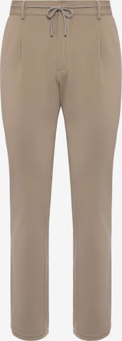 Boggi Milano Slim fit Pleat-Front Pants 'B-Tech' in Brown: front