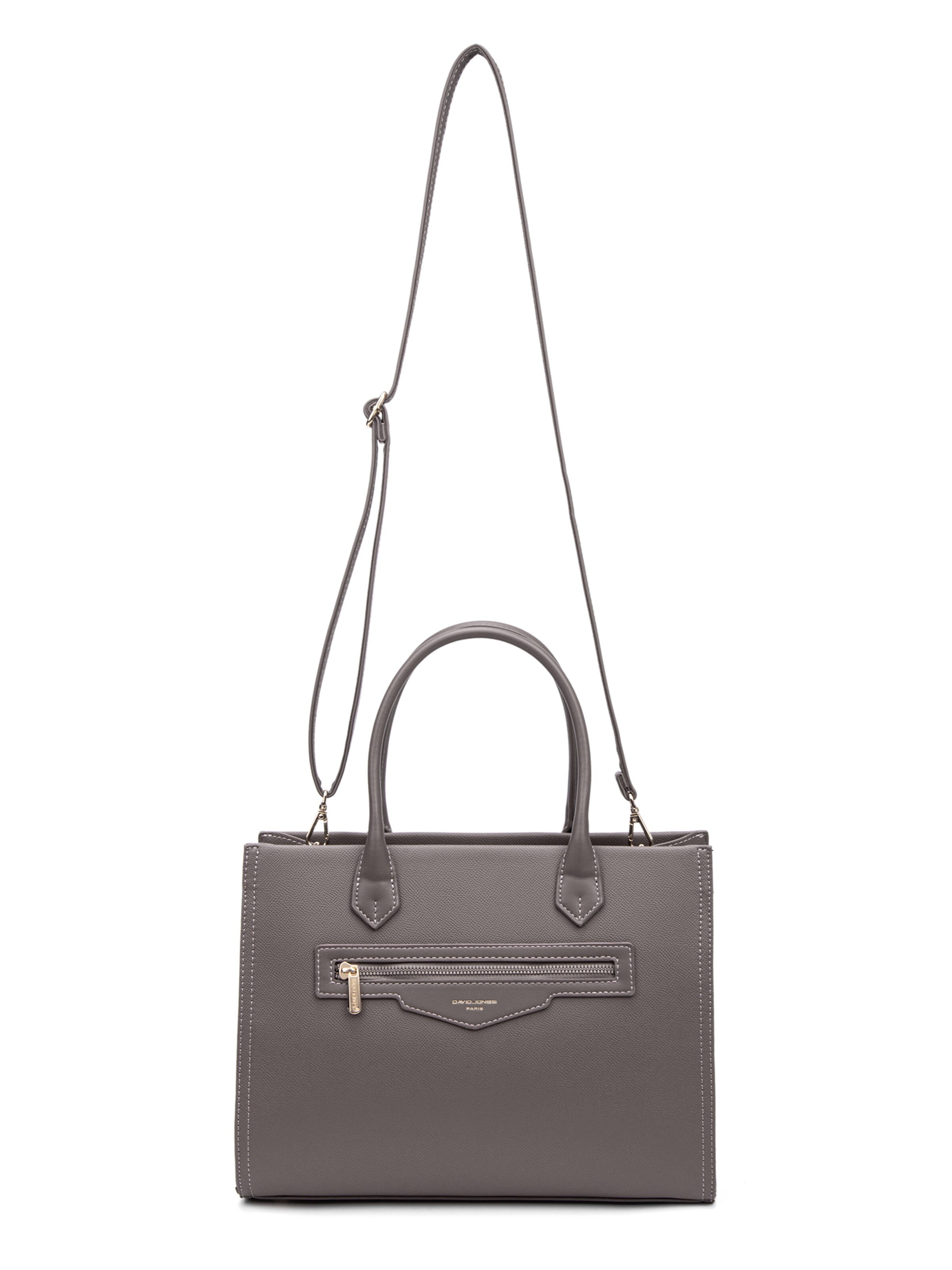Borsa a mano 'Borsa a Mano Donna Vegan Leather con Zip e Tracolla Rimovibile - David Jones' di David Jones in grigio