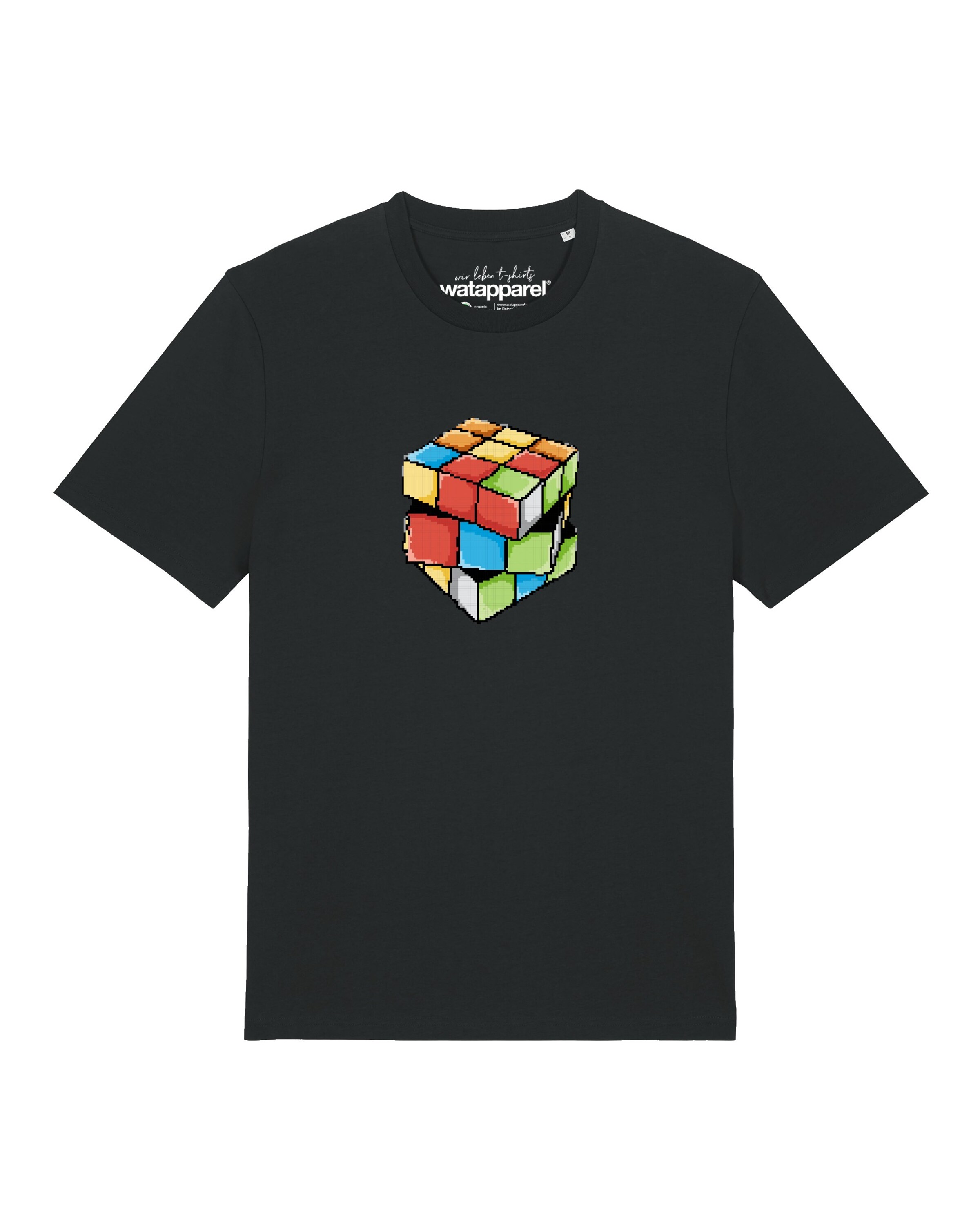 Maglietta 'Pixel Zauberwürfel' di Watapparel in nero: frontale