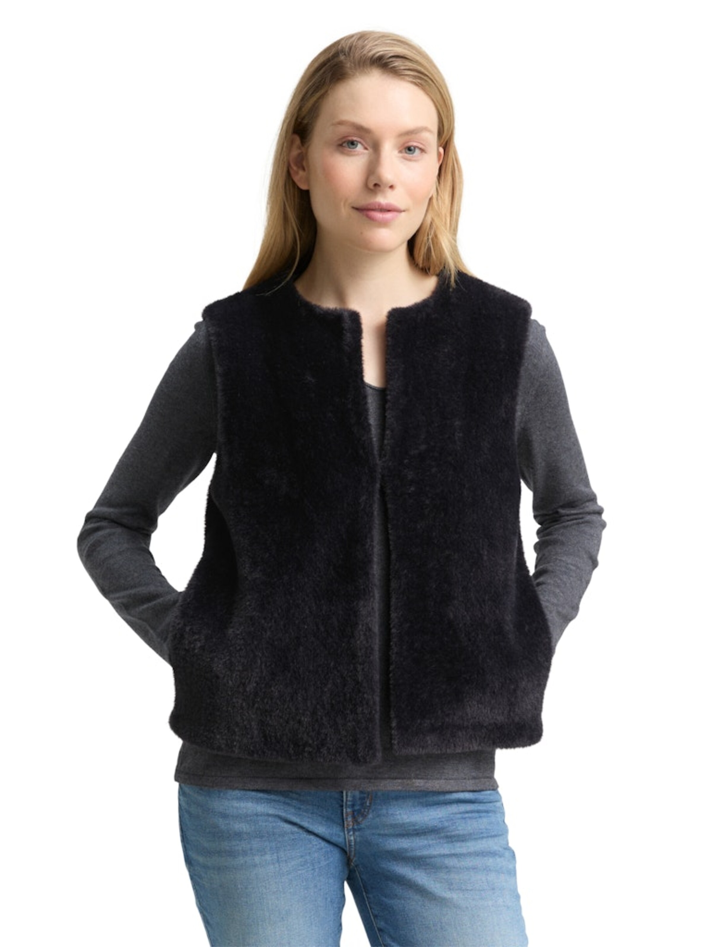 TOM TAILOR Жилетка в Черный: спереди