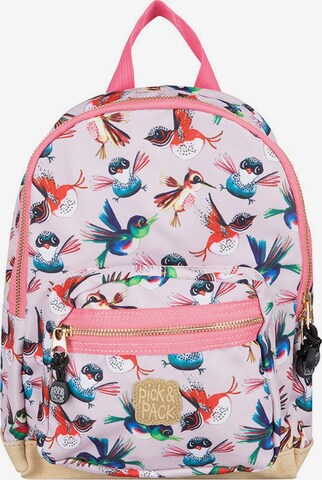 Pick & Pack Rucksack 'Birds' in Pink: predná strana