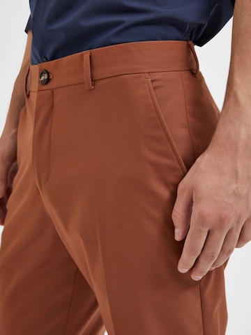 SELECTED HOMME - Slimfit Pantalón de pinzas 'Logan' en marrón