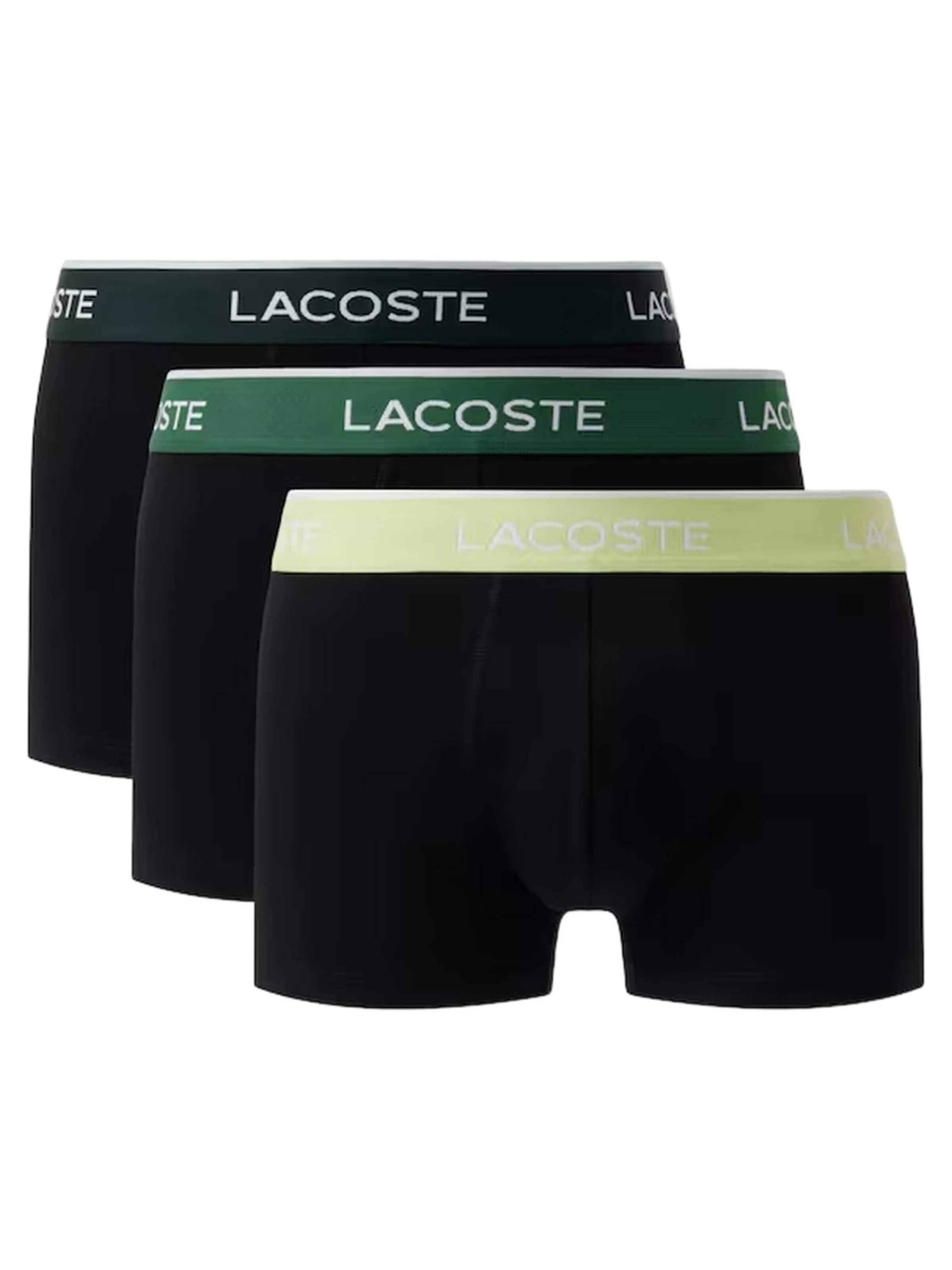 LACOSTE Boxers 'Tripack boxers lacoste negros gomas verdes 2ni cotton trunk' em S em preto, Vista do artigo