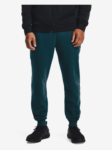 UNDER ARMOUR Tapered Workout Pants 'Rival' in Blue: front