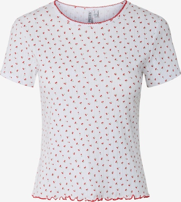 Tricou 'PCMYA' de la PIECES pe alb: față