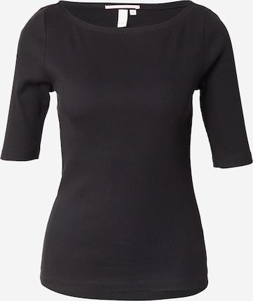 T-shirt QS en noir : devant