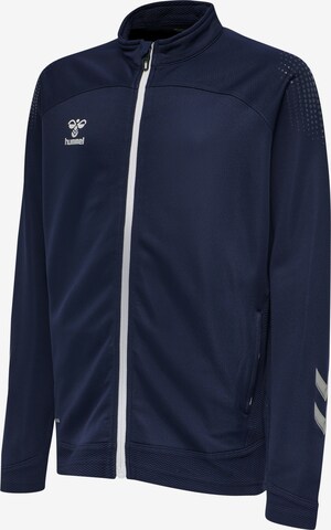 Hummel Athletic Zip-Up Hoodie 'Lead Poly' in Blue