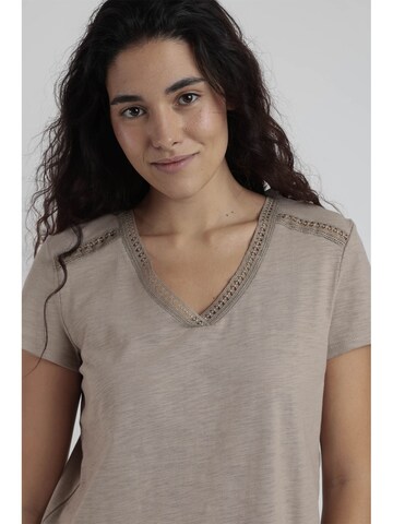 admas - Top 'ADMAS Camiseta Manga Corta Slub Entredos para Mujer' en beige