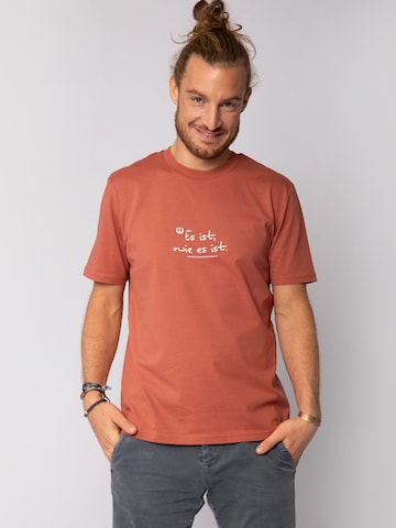 Maglietta 'Es Ist Wie Es Ist' di Watapparel in marrone: frontale
