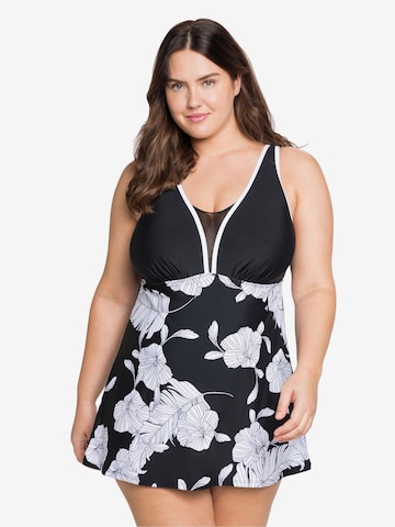 SHEEGO Swimsuit Dress in Black: front