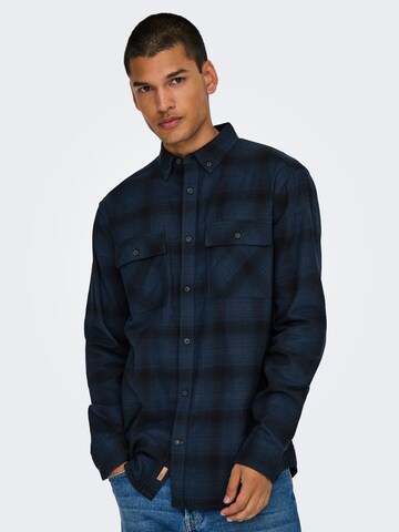 Only & Sons Regular fit Skjorta 'ONSMATT' i blå: framsida