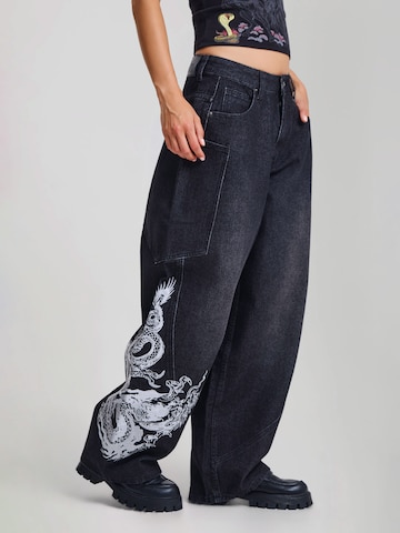Loosefit Jeans di Ed Hardy in nero: frontale