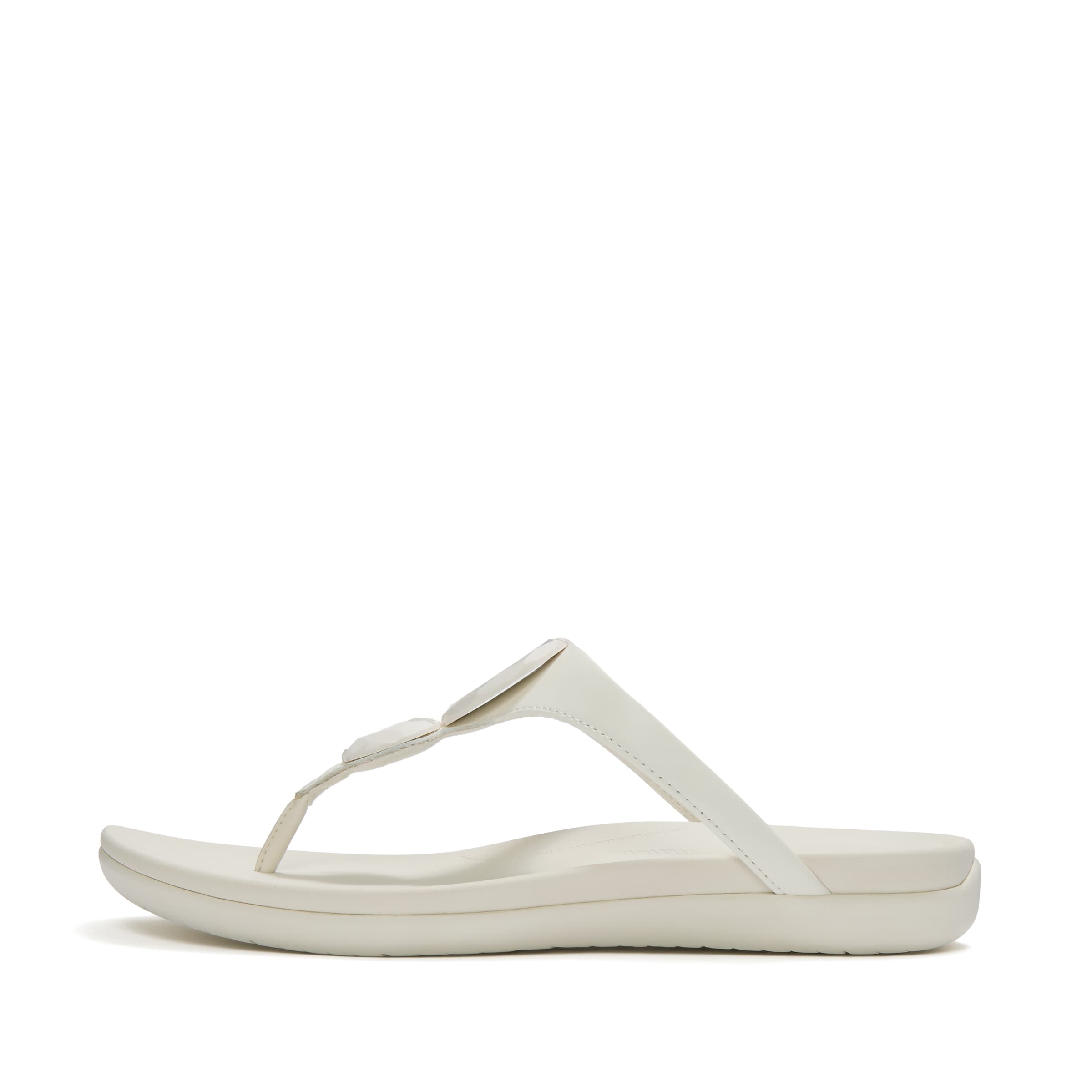 FitFlop T-Bar Sandals in White: front