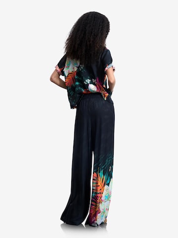 Desigual Wide leg Pants 'Tropical Fluid' in Black