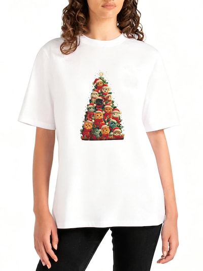 GORHEY T-shirt 'Women's Festival Cotton Summer T-Shirt with Christmas Tree Print' en blanc, Vue avec produit