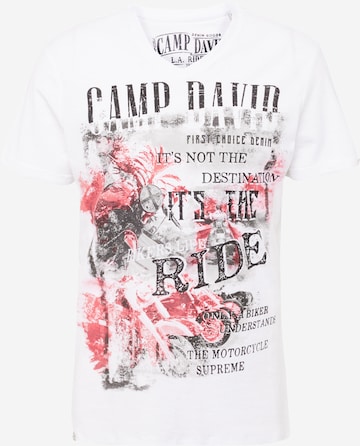 T-Shirt 'Road Rebel' CAMP DAVID en blanc : devant