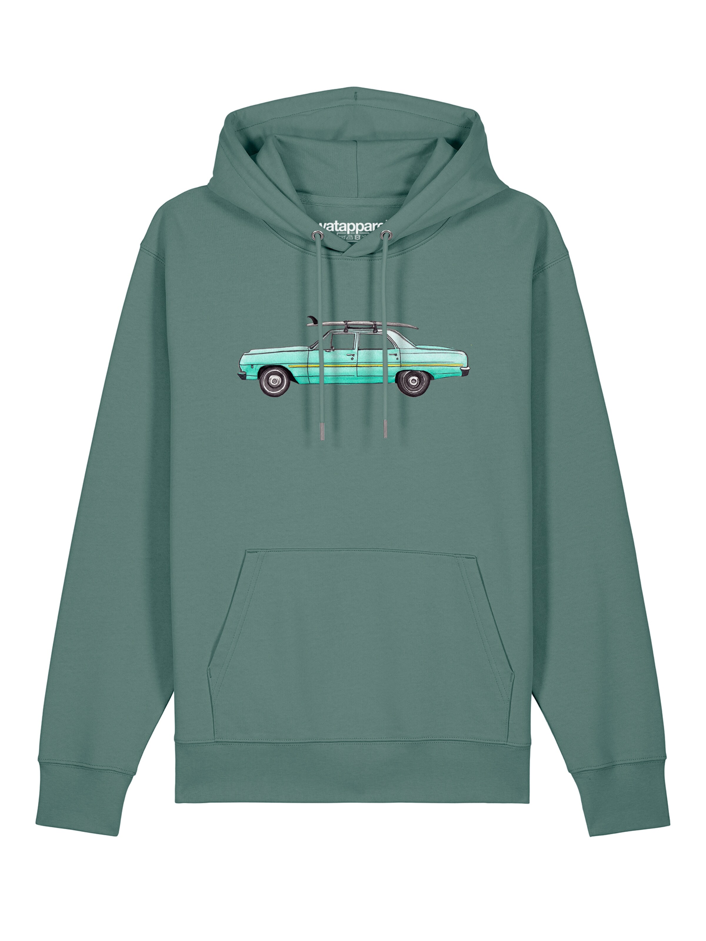 Watapparel Sweatshirt 'Surf Car' in Groen: voorkant