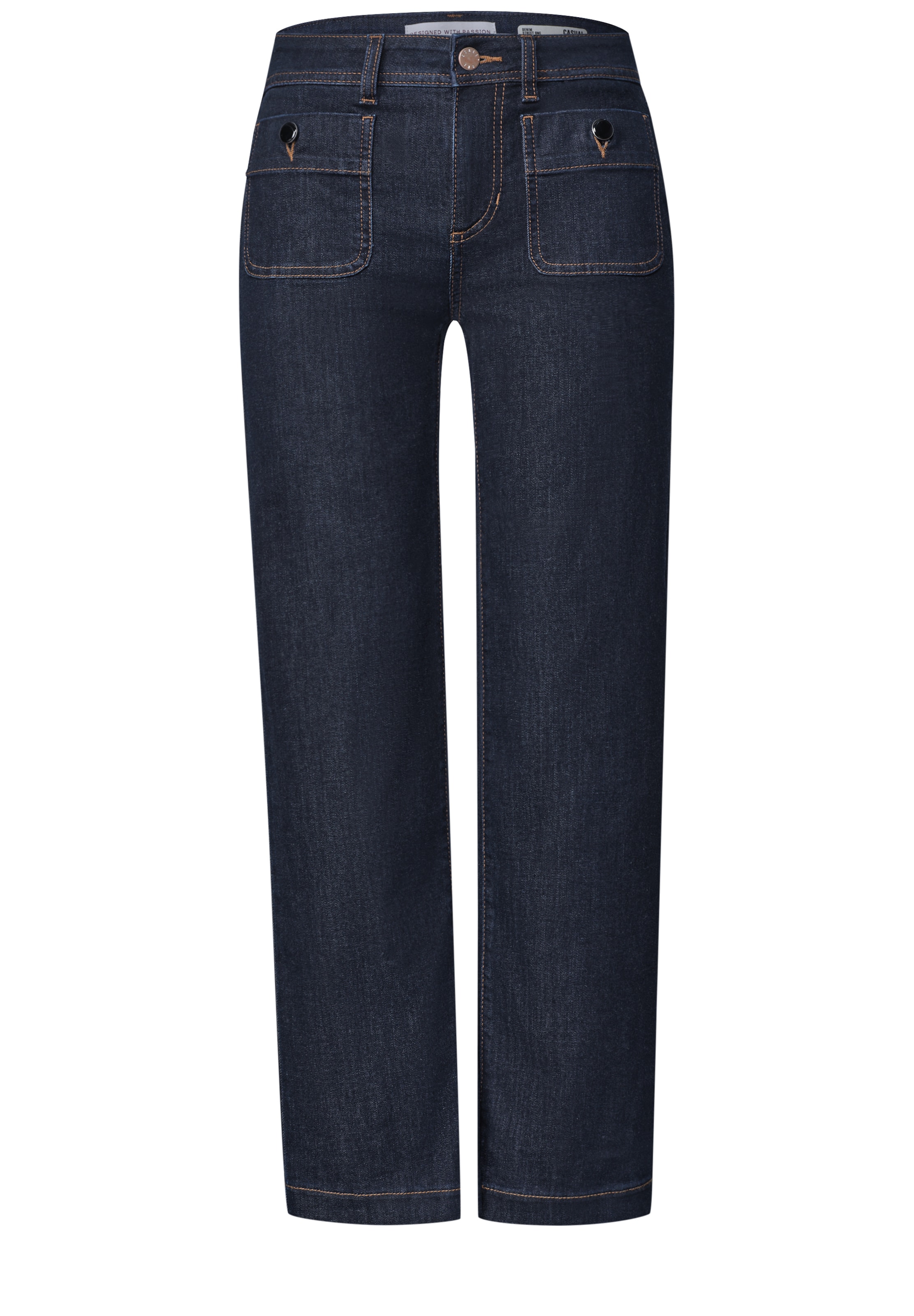 STREET ONE Mid Waist Straight Leg Jeans im Casual Fit in 24/28 in dunkelblau, Produktansicht