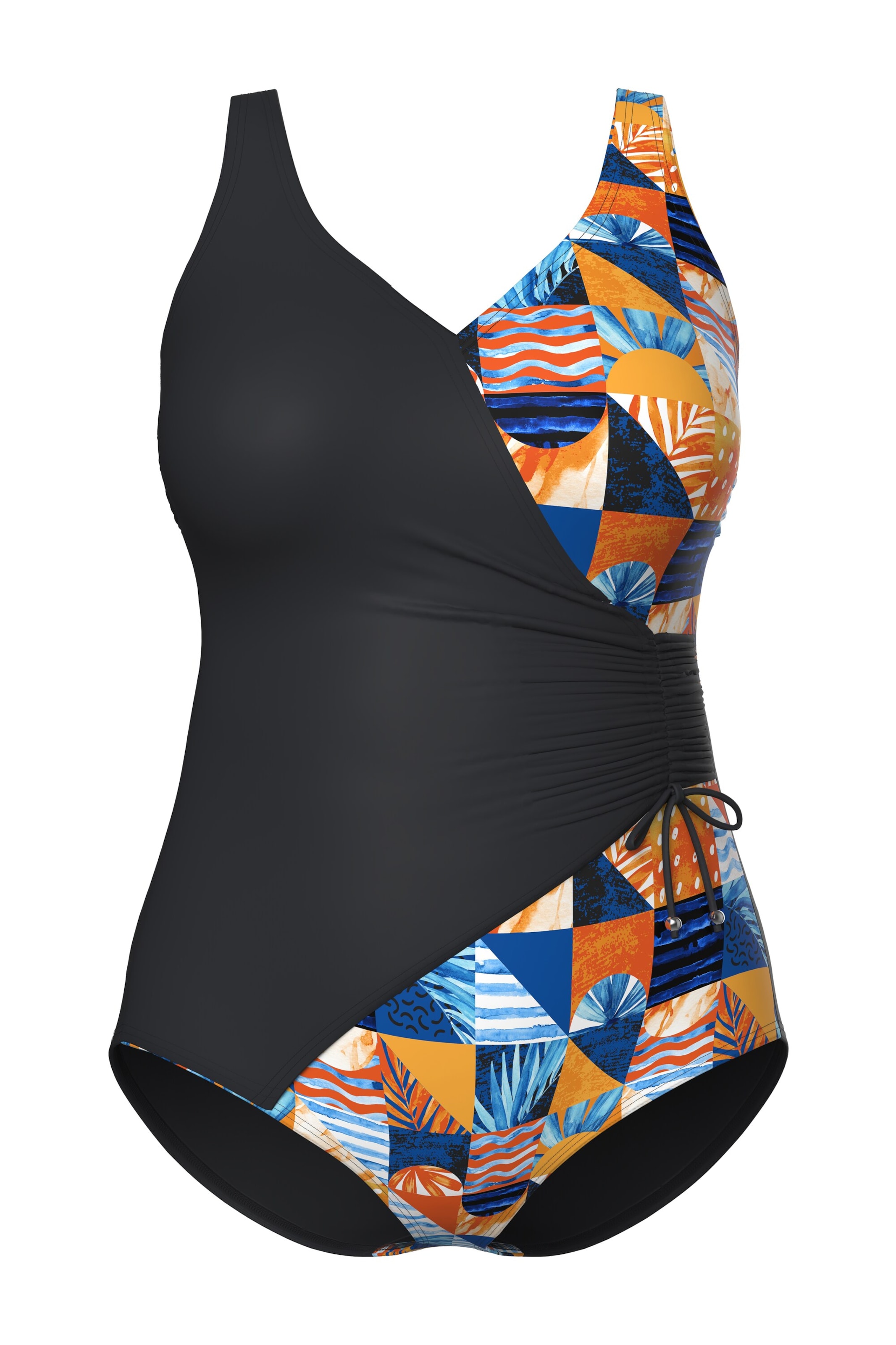 Ulla Popken Bustier Badeanzug in Schwarz: Vorderseite