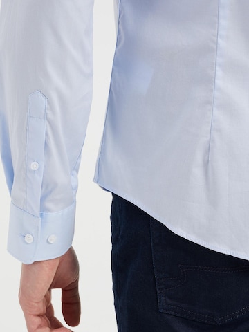 WE Fashion Slim fit Button Up Shirt in Blue