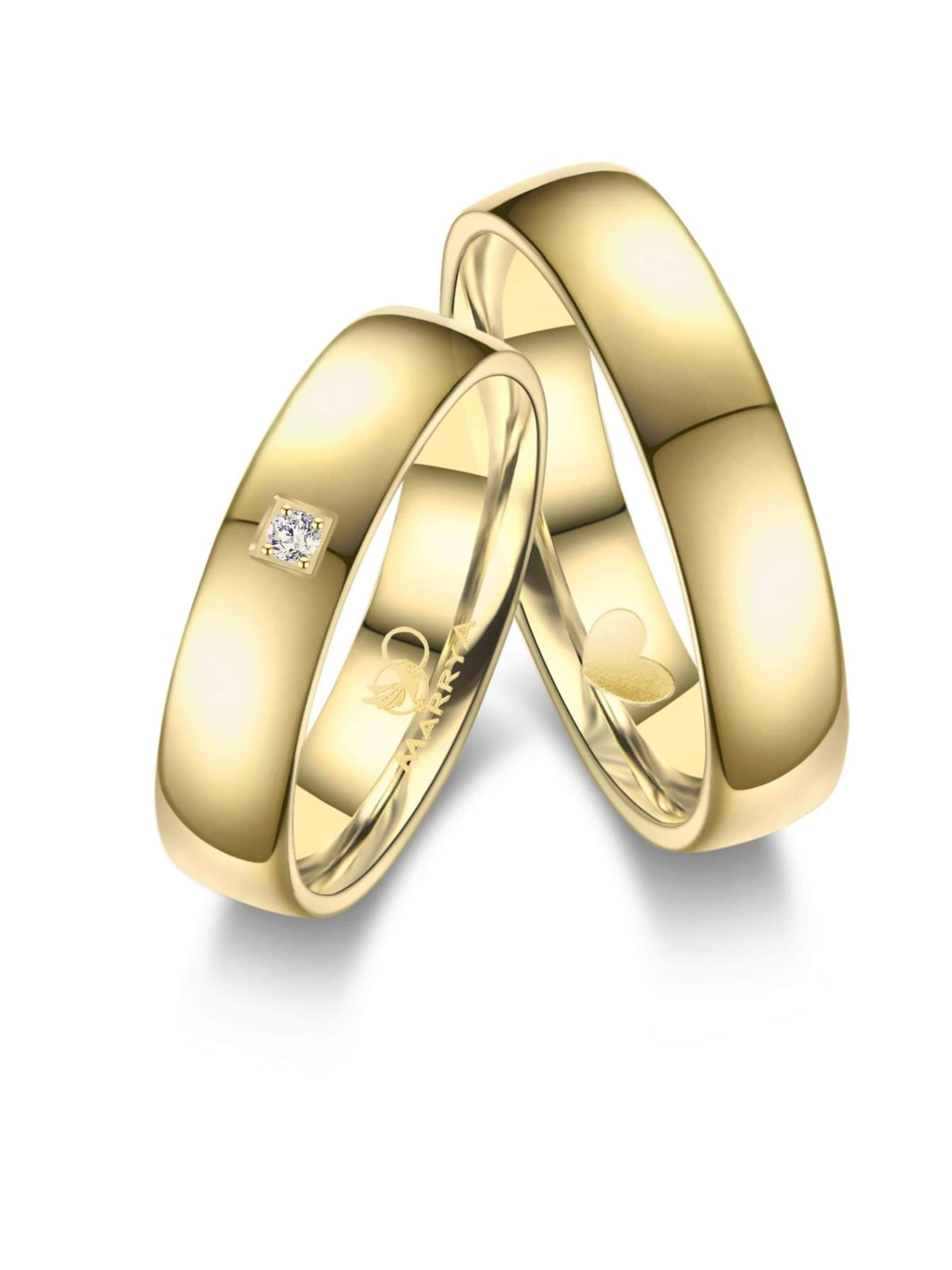 MARRYA Ring 'MARRYA ES-30 Ehering aus Edelstahl - Gold plattiert' in Gold: front