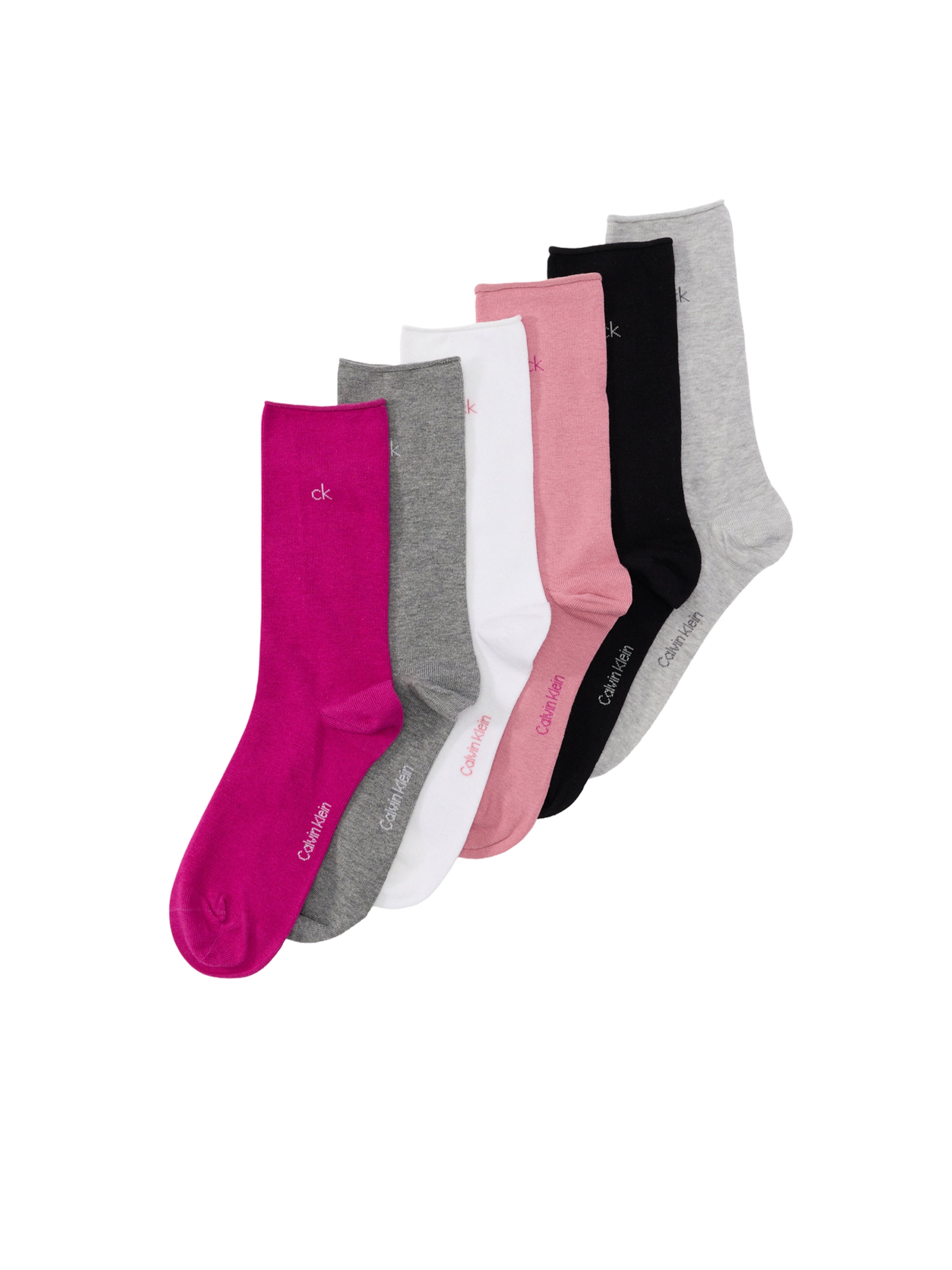 Calvin Klein Underwear Socken in hellgrau / dunkelgrau / rosa / dunkelpink / schwarz / weiß, Produktansicht