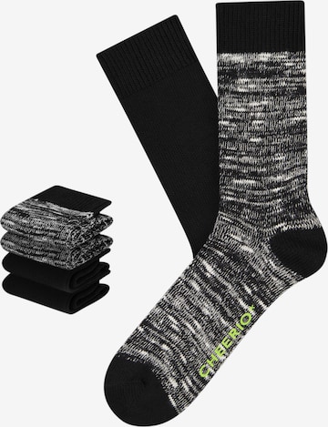 CHEERIO* Socks 'Boot Buddy 4P' in Black: front
