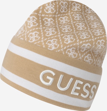 GUESS Шапка 'SEVYN 4G LOGO BEANIE SWTR' в Бежевый: спереди