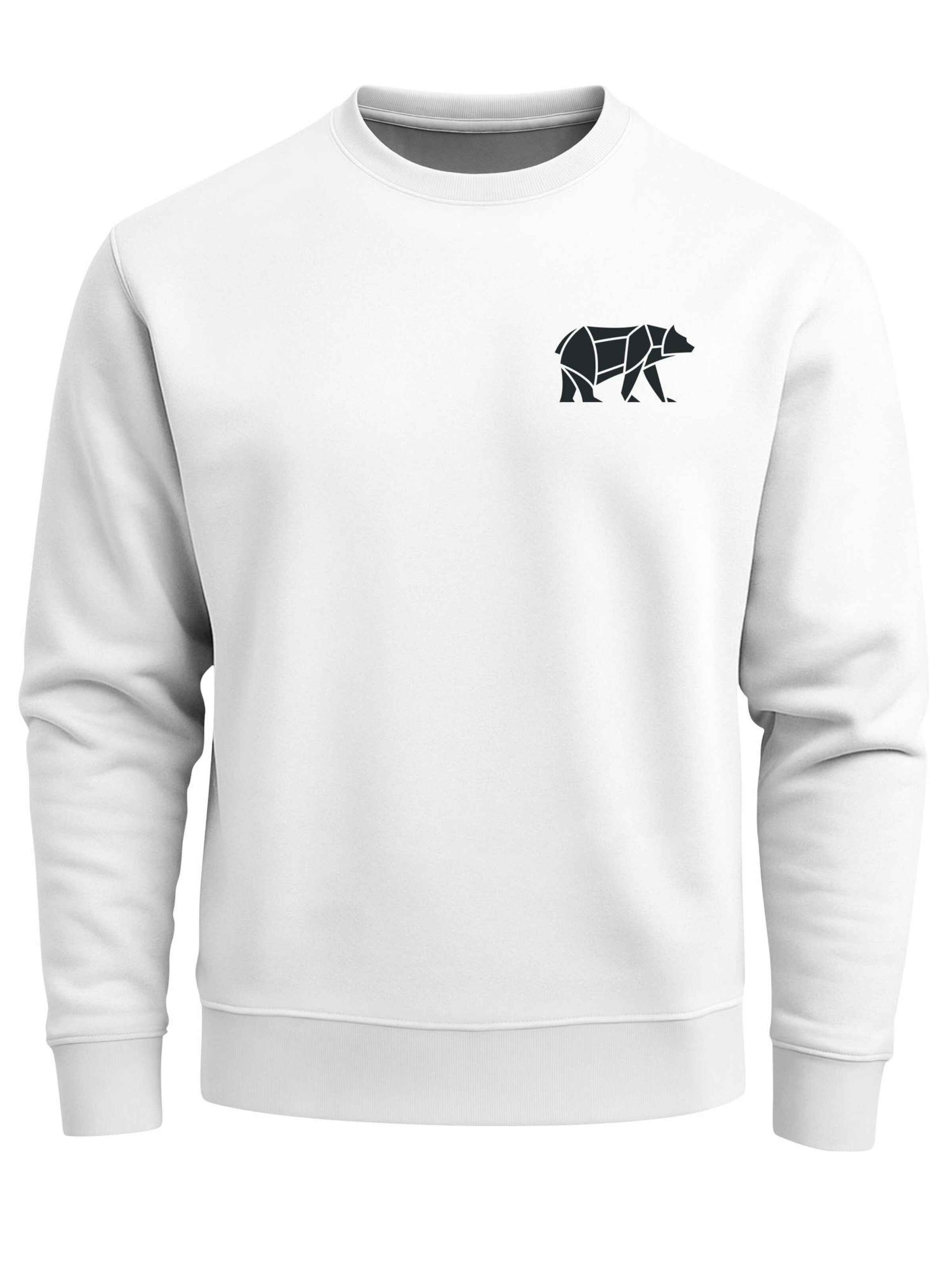 Neverless Sweatshirt 'Bär Lineart Polygon' in White: front