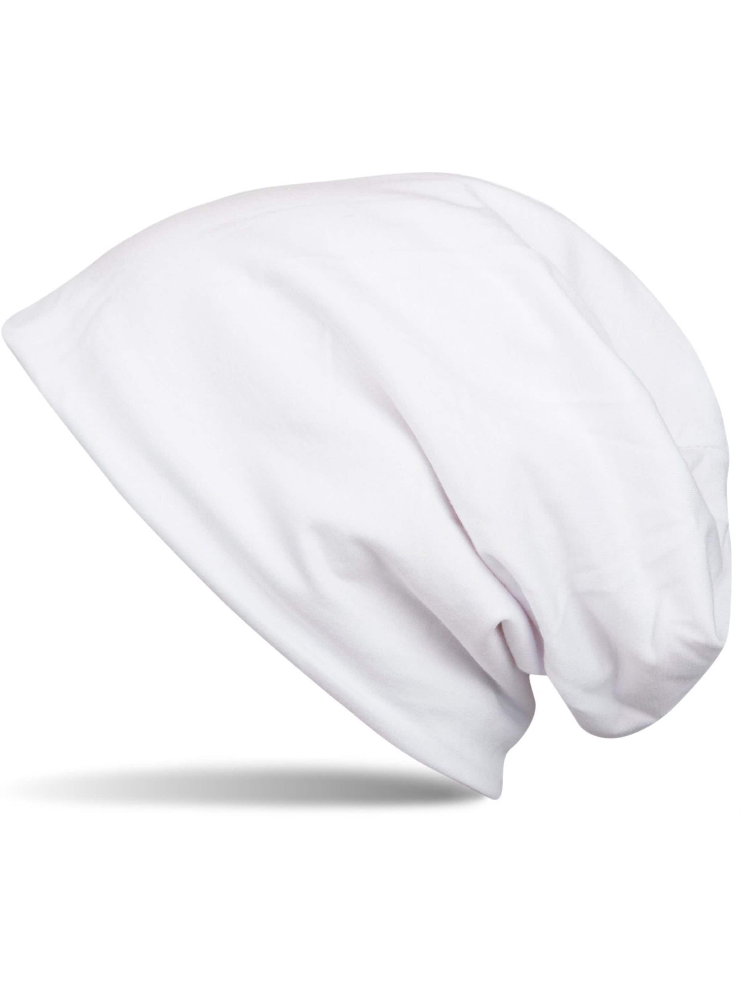 styleBREAKER Mütze 'Unifarbene Beanie Mütze mit Fleece'‌ in Weiß: Vorderseite