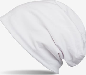 styleBREAKER Mütze 'Unifarbene Beanie Mütze mit Fleece' in Weiß: Vorderseite