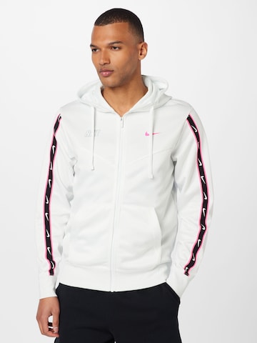 Nike Sportswear Zip-Up Hoodie 'Repeat' in White: front