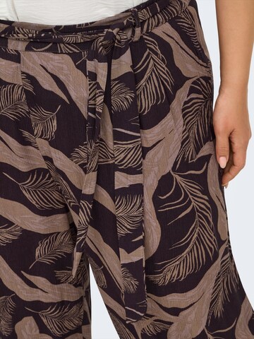 ONLY Carmakoma Wide leg Pleat-Front Pants 'CARVILMA' in Brown