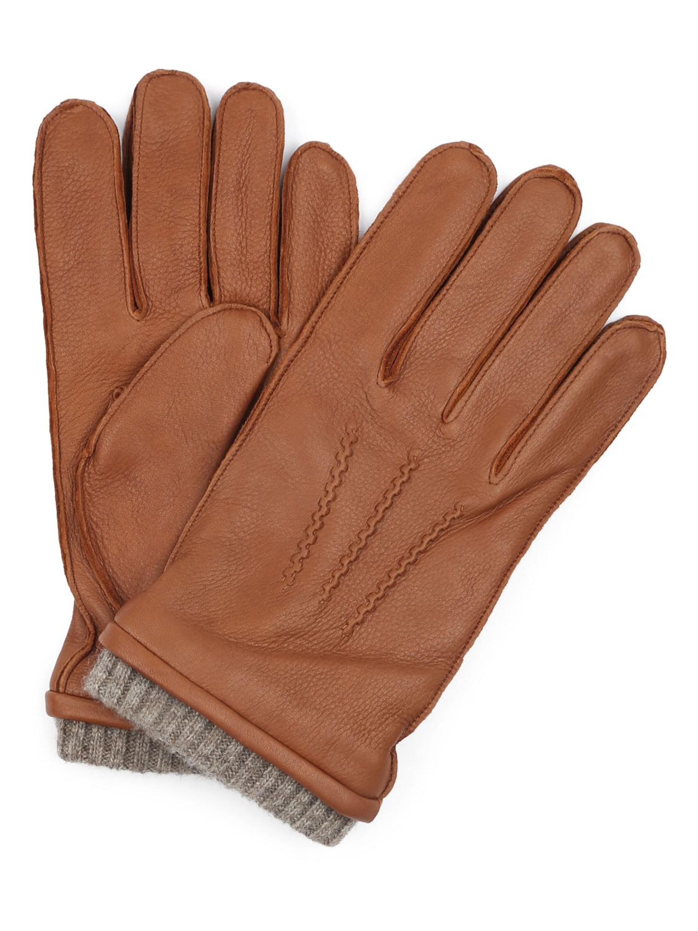 Suitable Full Finger Gloves in Brown: front