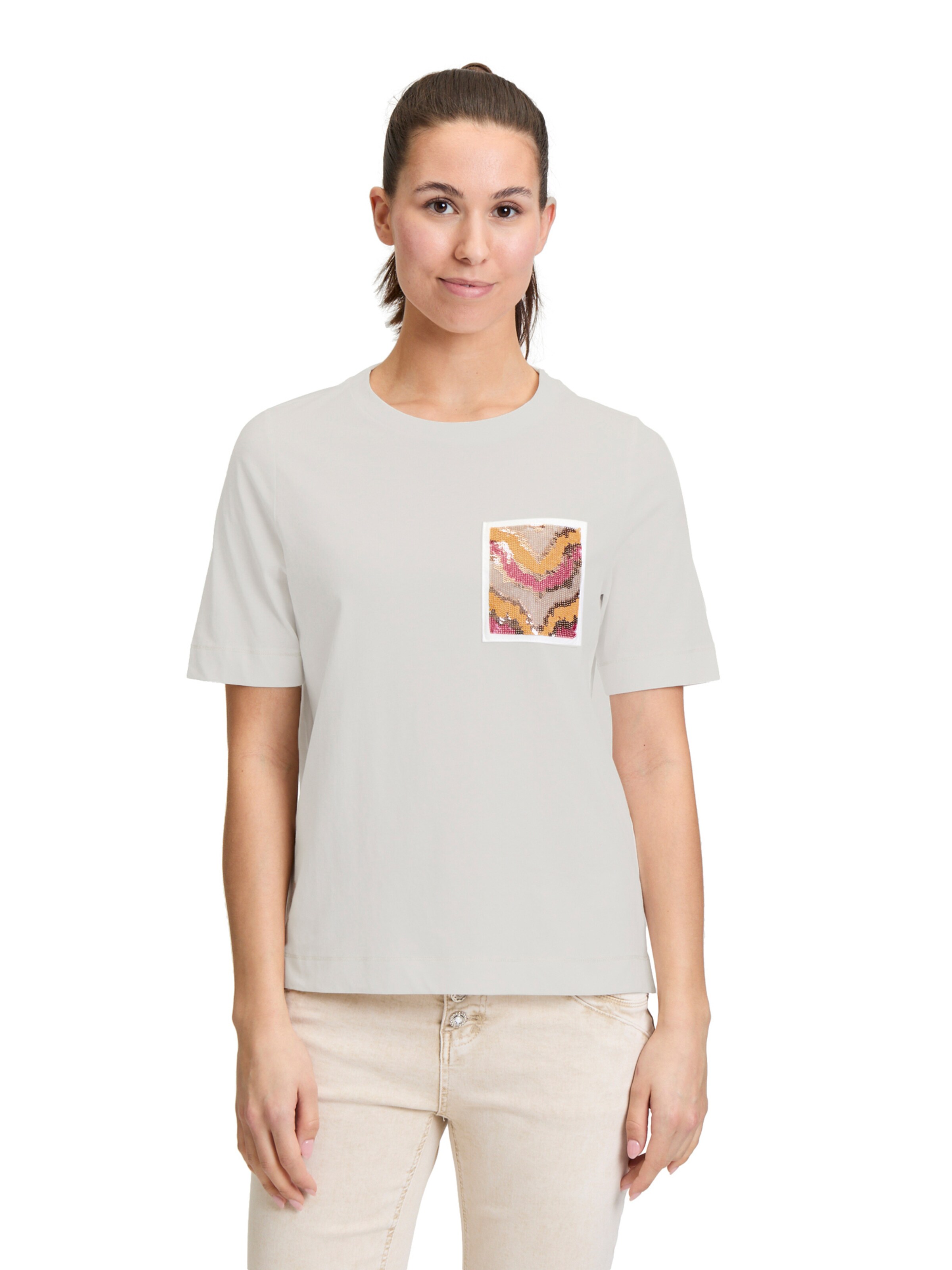 Cartoon Halbarm-Shirt mit Rundhalsausschnitt in Weiß: Vorderseite