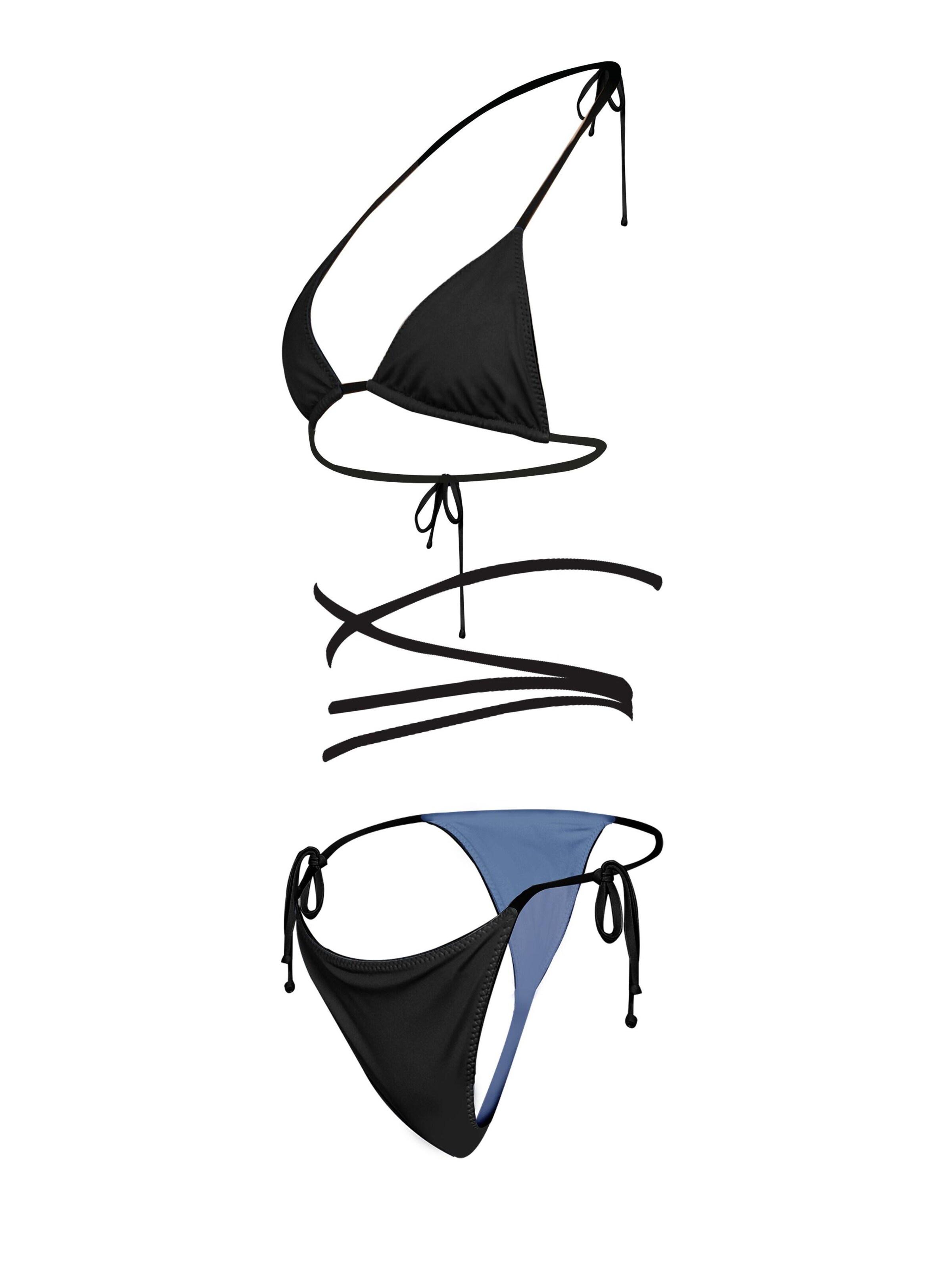 Kadoo Triangel Bikini 'Catch me Black' in Zwart