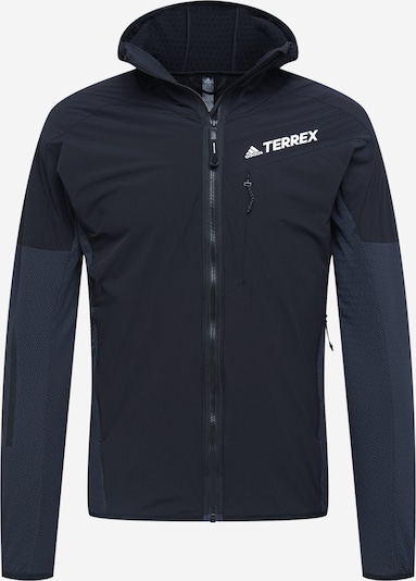 ADIDAS TERREX Veste en polaire fonctionnelle 'Techrock Flooce Wind ' en gris / noir / blanc, Vue avec produit