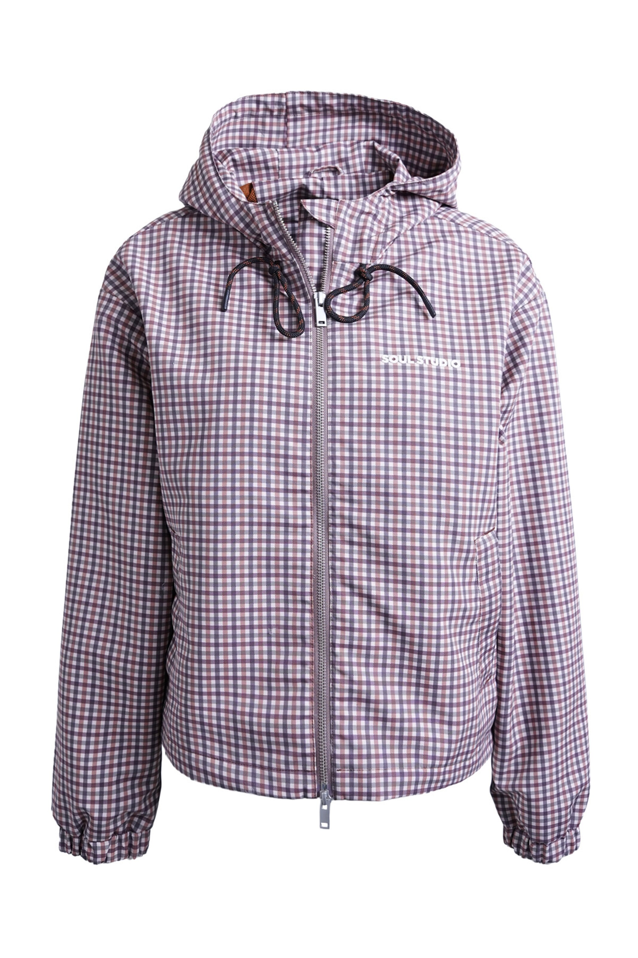 Smith&Soul Karierte Kurzjacke mit Kapuze in L in dunkelbraun, Produktansicht
