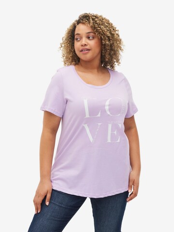Zizzi Shirt 'Vera' in Purple: front