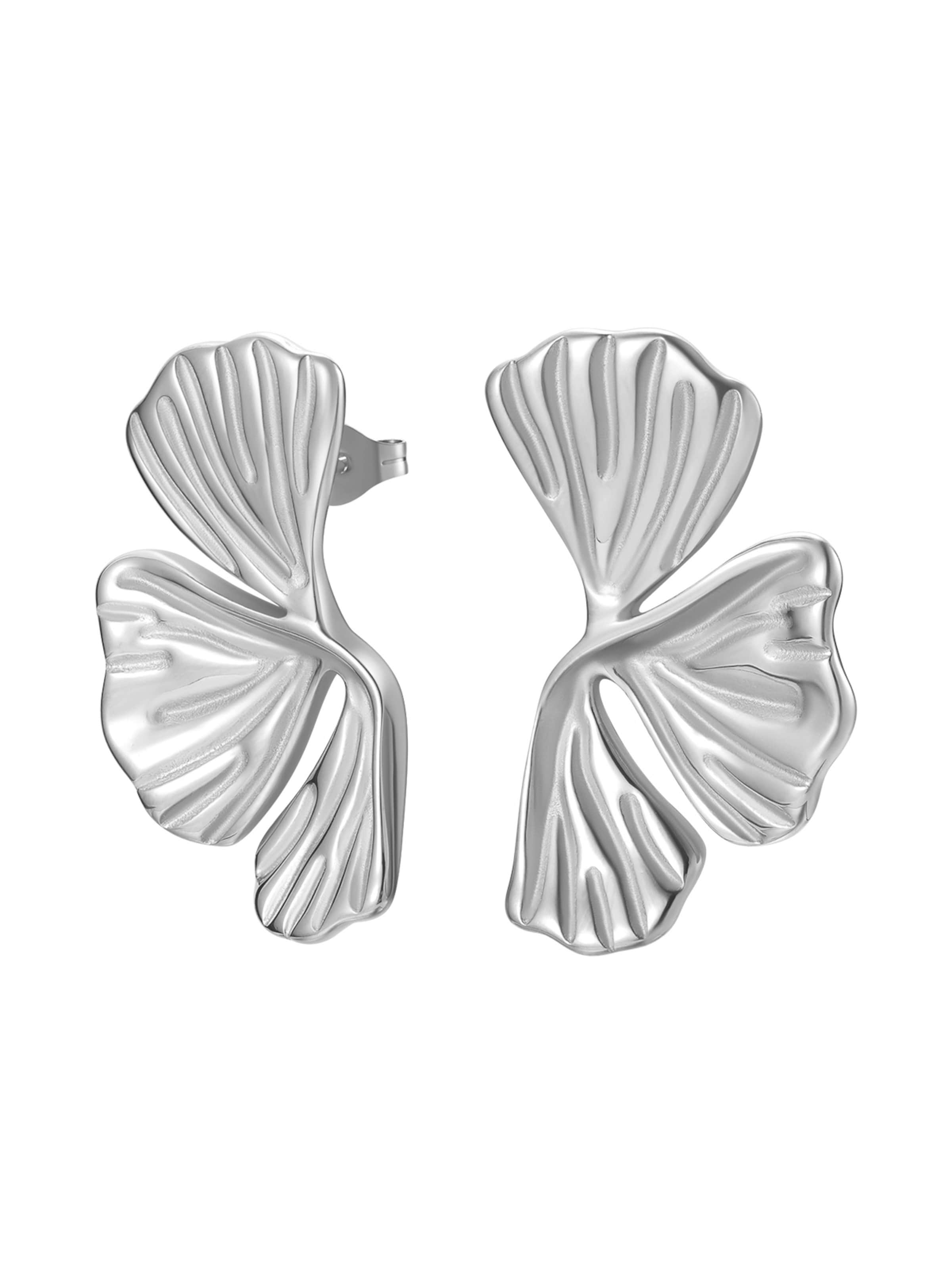 Hey Happiness Oorbellen 'Ginkgo Leaf' in Zilver: voorkant