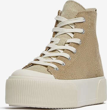 Pull&Bear High-Top Sneakers in Beige: front